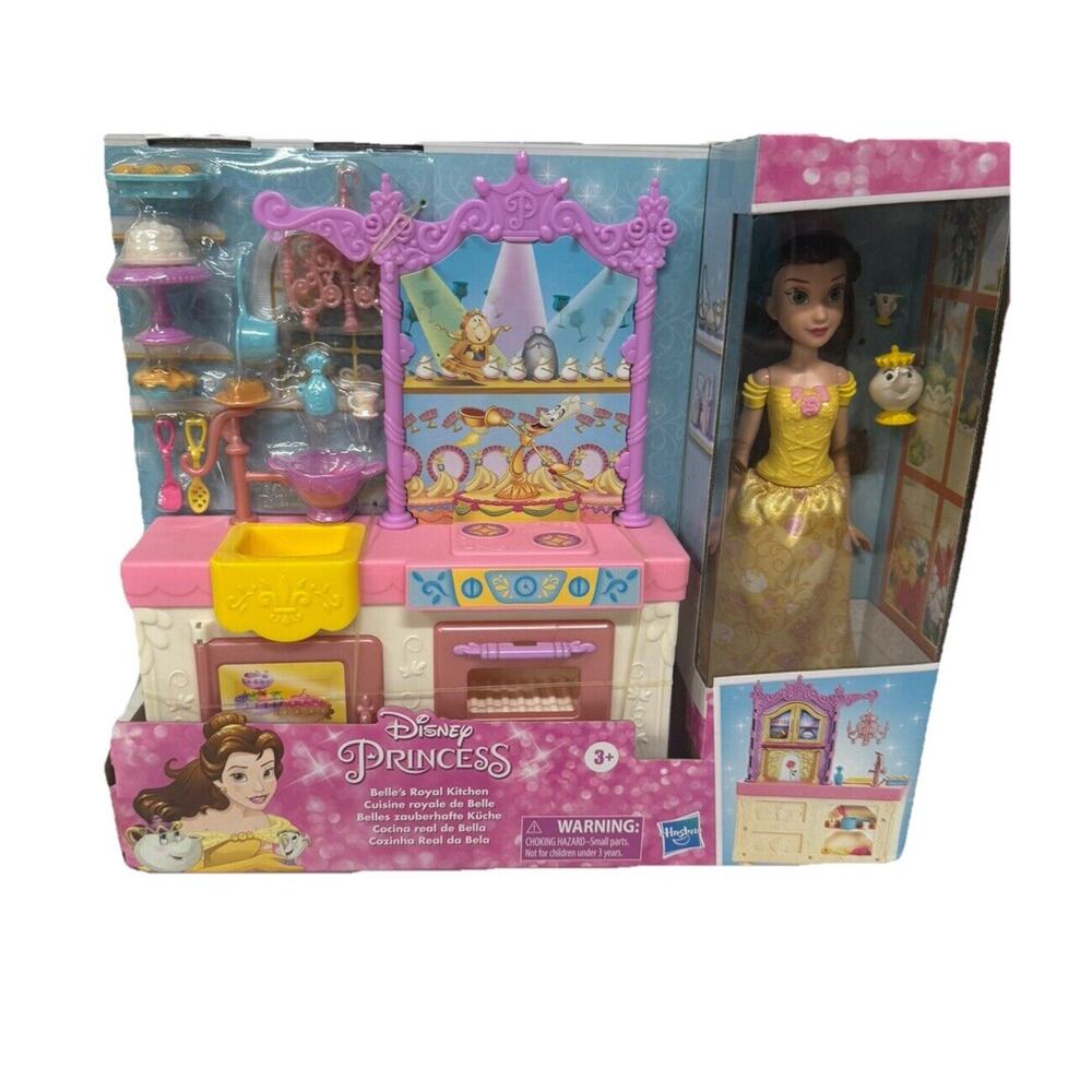 Disney Princess Belle's Royal Kitchen, Doll and Playset, 13 Accessories New!